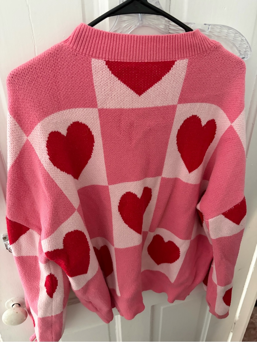Pink & Red Heart-Print Sweater